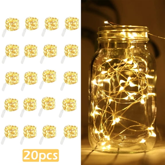 Ledander Indoor/Outdoor 6.56 ft Battery Operated Waterproof LED Fairy String Lights (20 Pack)