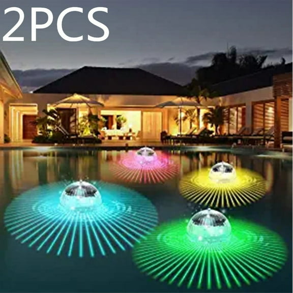 Ledander RGB Color Changing LED Solar Floating Pool Light Ball, 2 Pack