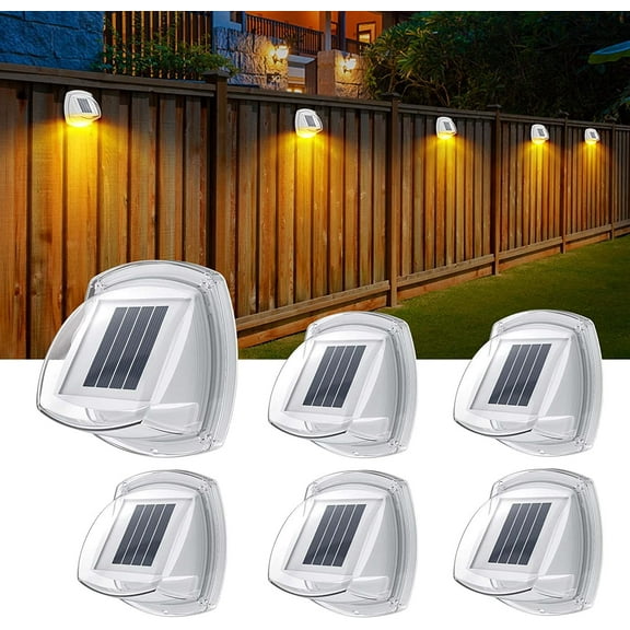 Ledander Solar Fence Lights Outdoor : Upgrade 8 LEDs Outdoor Wall Lights Solar Powered Deck Light Decorative Lighting for Outside Stairs Fence Deck Patio Yard Pathway Porch Step (6 Pack, Warm White)