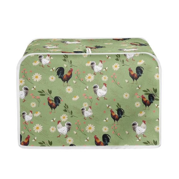 Ledback Rooster Daisy Print Toaster Oven Cover, Anti-dust Bread Maker Machine Covers Kitchen Decorations, 2 Slice Bread Machine Cover Anti Fingerprint, Machine Washable