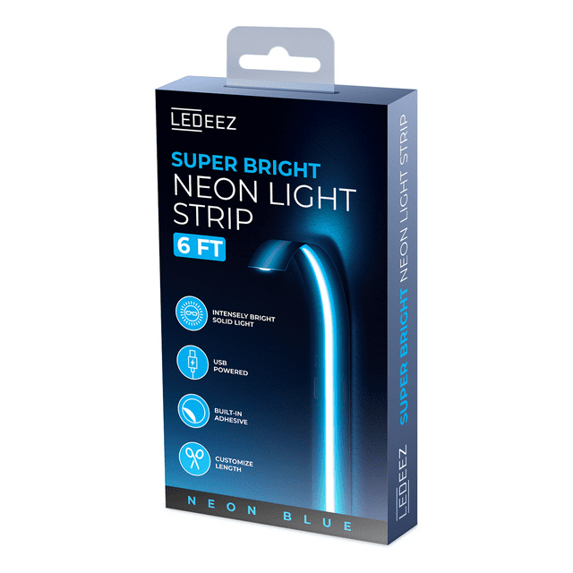 Ledeez Indoor 6 Ft USB Plugin Neon Blue LED Light Strip