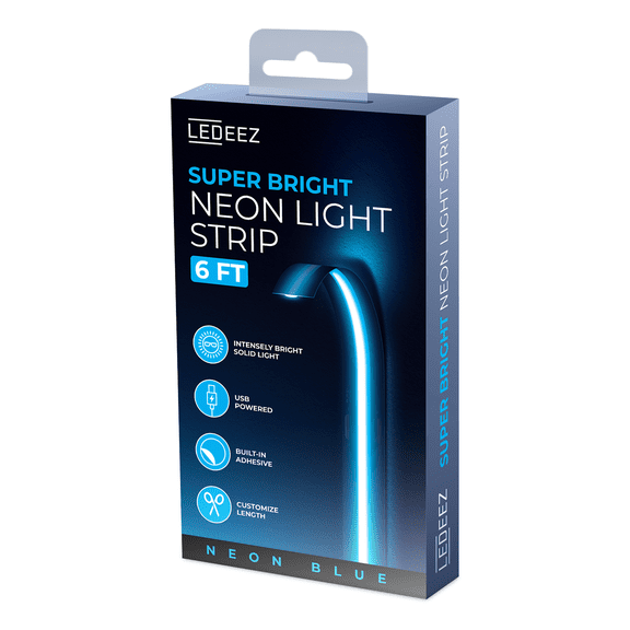 Ledeez Indoor 6 Ft USB Plug-in Neon Blue LED Light Strip