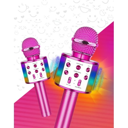product image of Ledeez Wireless Bluetooth LED Karaoke Microphone Set of 2, Pink