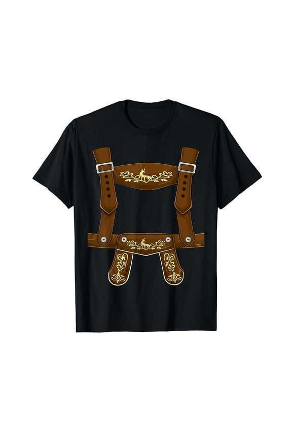 Lederhosen Suspenders Oktoberfest costume Bavarian Beer men Cotton Black T-Shirt