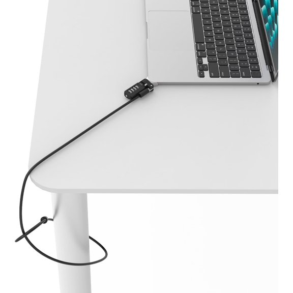 Ledge Lock Adapter for MacBook Air 15 Inch M1-M5 - Combination Cable Lock, Durable Anti-Theft Security for Laptop, Office, and Home Use - Silver