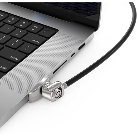 Ledge Lock Adapter for MacBook Pro 16" M1-M5 with Keyed Cable Lock Silver