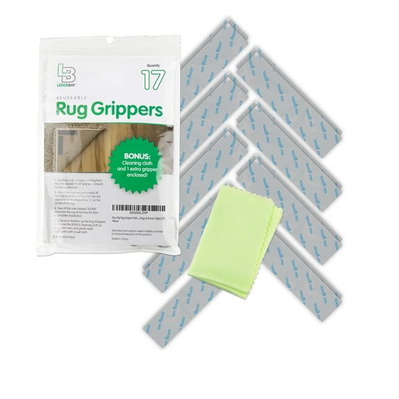 Ledgebay Rug Gripper Carpet Tape for Hardwood and Tile Floors (17 pack)
