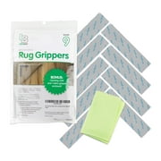 Ledgebay Rug Gripper for Area Rugs - Pack of 9 Reusable, No Skid, Washable, Anti-Slip, Rug Grippers for Hardwood Floors and Tile with Double-Sided, Self Adhesive Tape to Keep Area Rugs Flat (Gray)