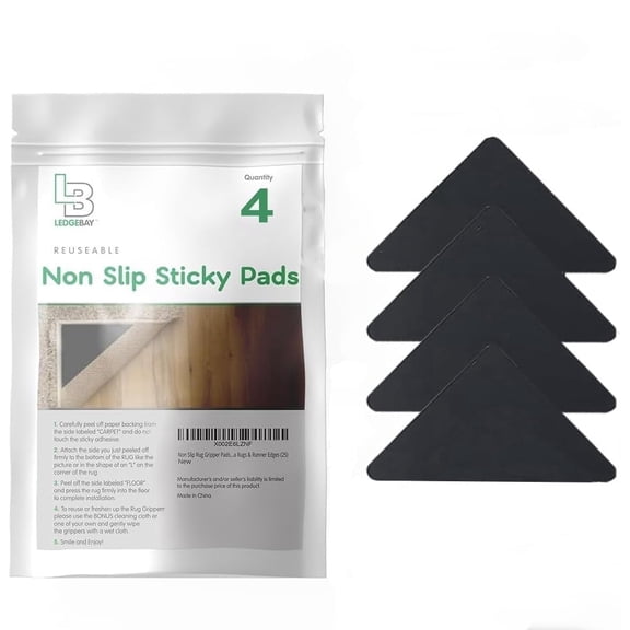 Ledgebay Rug Gripper Carpet Tape for Hardwood and Tile Floors (4 pack)