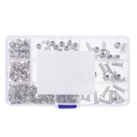 ifundom 220 Pcs Carbon Steel Metal Binding Posts Bookbinding Hardware Nuts Anti-