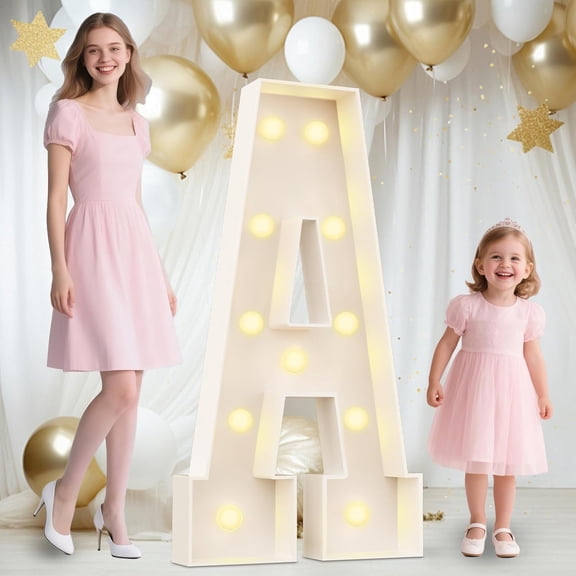 Ledido 4FT Marquee Light Up Letters A, Easy to Assemble Marquee Letters 4 Feet Tall for Indoor & Outdoor Events, Large Lighted Letter for Birthday Graduation Baby Shower Anniversary Party Decorations