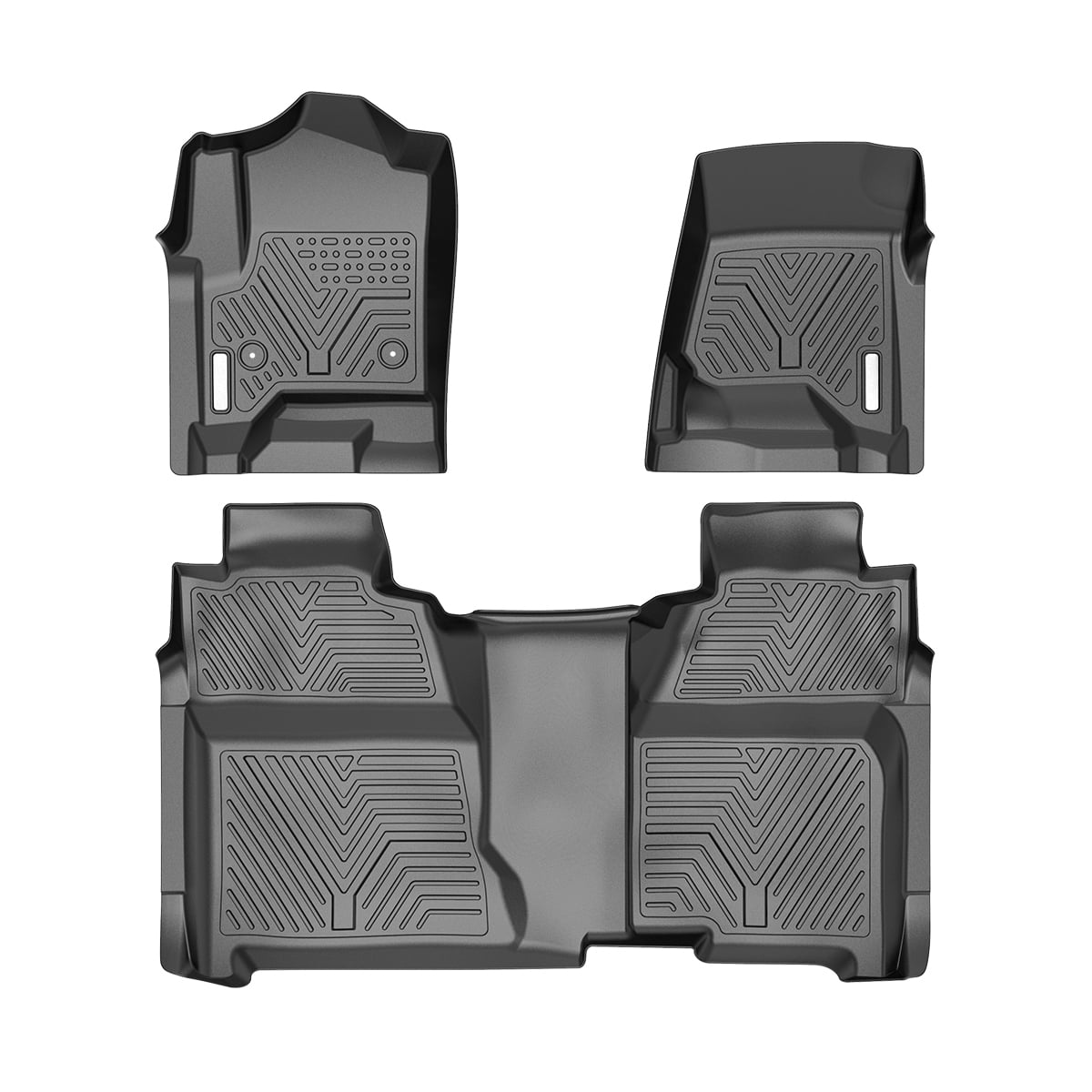Ledkingdomus All Weather Floor Mats Liners for 2014-2019 Chevy Silverado/GMC Sierra 1500 Crew Cab Set