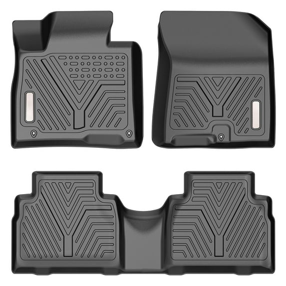 RVNI All Weather TPE Front And Rear 3-piece for 2019-2020 Hyundai Santa Fe 5 Passenger Models 1st & 2nd Row Floor Mats Set