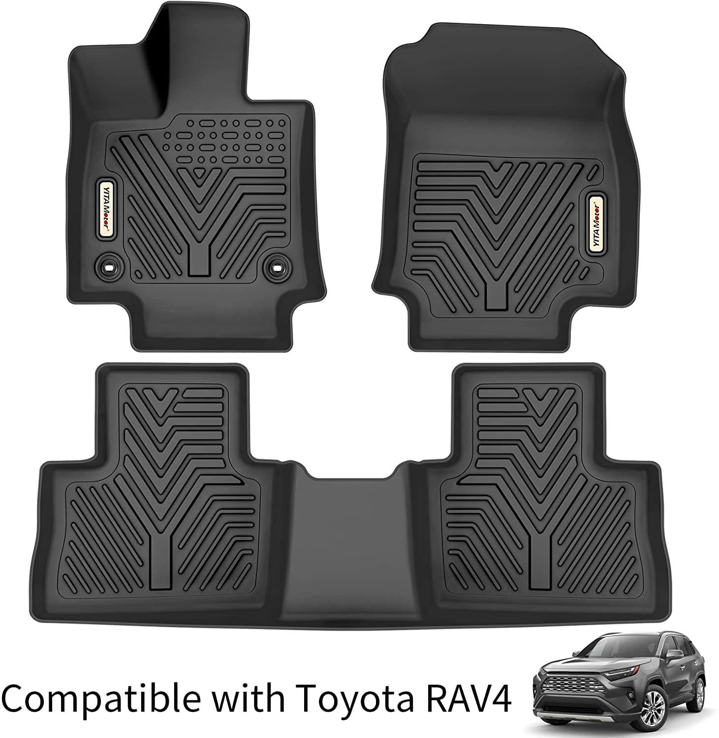 Lasfit Floor Mats and Mats Weather (No Toyota Liners TPE Hybrid All Black Car 2019-2023 for Material, RAV4 Prime Model)