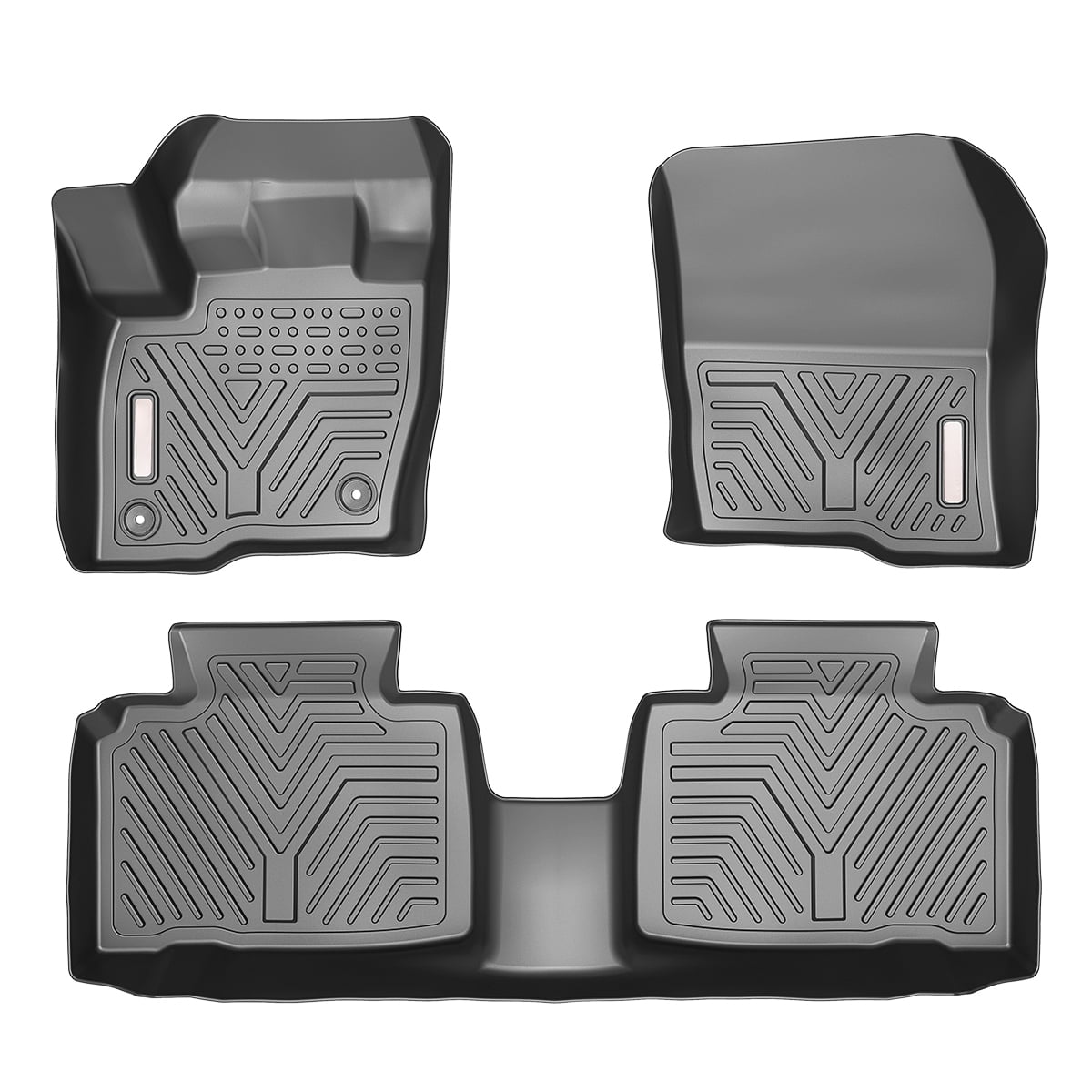 Ledkingdomus All Weather TPE Rubber Front And Rear 3Piece Floor Mats For 2016-2020 Kia Sorento Black Floor Mats Set