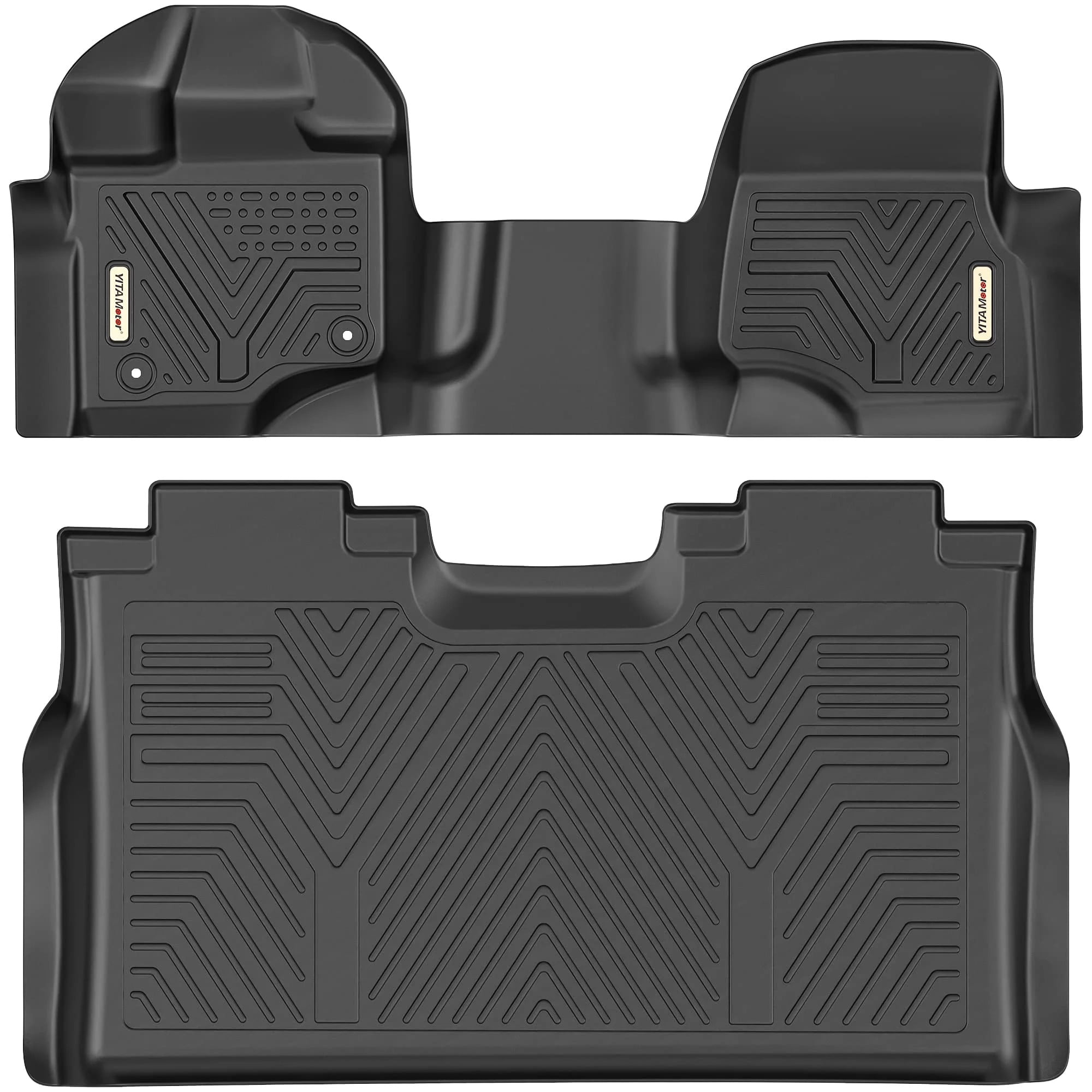 RVNI Custom Fit Floor Mats Compatible with 2015-2023 Ford F-150 SuperCab/Extended Cab with 1st Row Bench Seats Only, All Weather Protection 2 Row Floor Liner Set Black