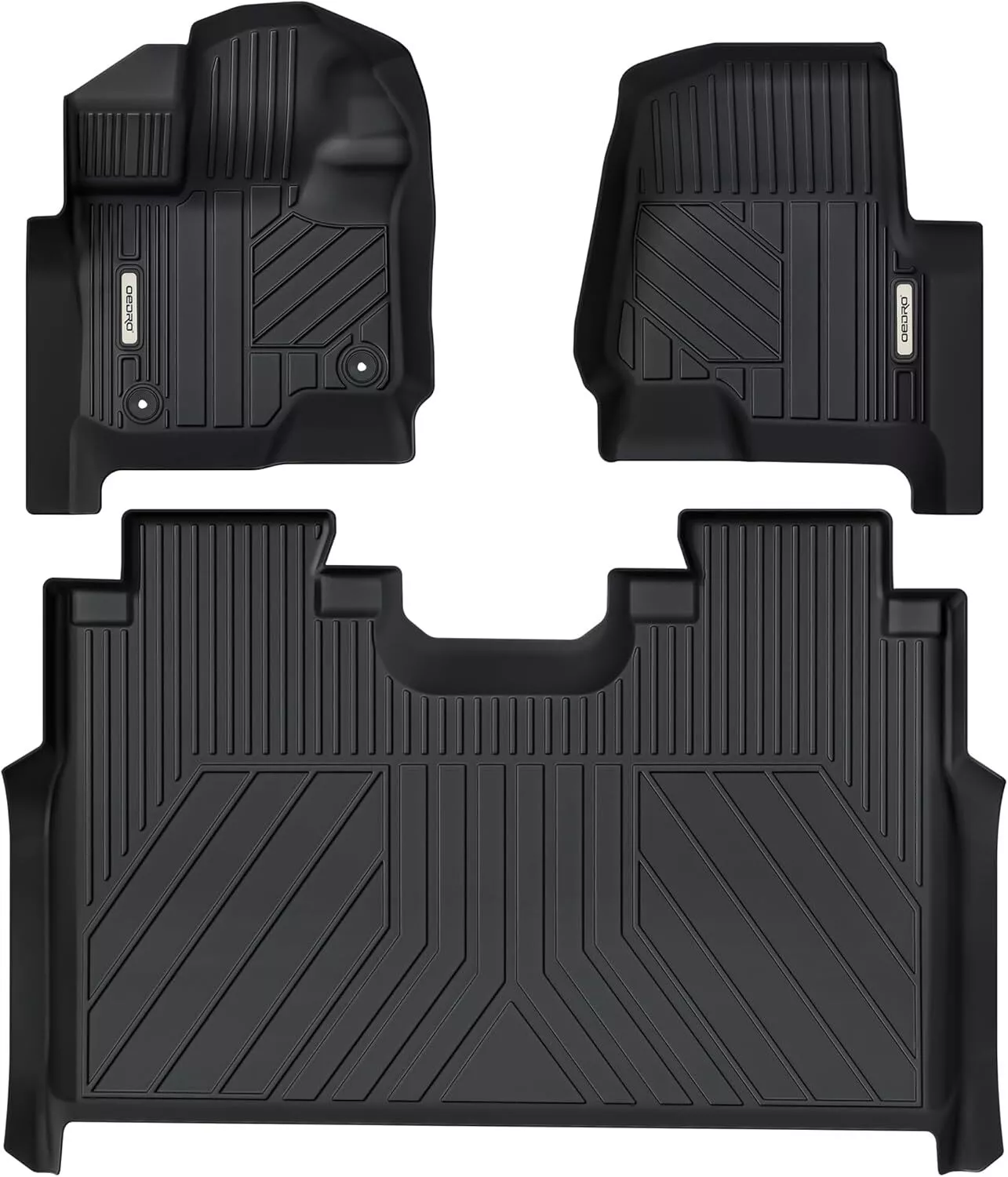 RVNI Floor Mats for 2015-2025 Ford F-150/ F150 Lightning SuperCrew Cab All-Weather TPE Floor Liner Not Fit Rear Seat with Under-Seat Fold Flat Storage)