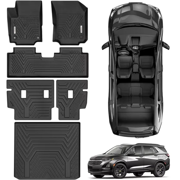 RVNI Floor Mats for 2018-2024 Chevrolet Equinox/GMC Terrain All Weather Chevy Equinox Floor Liners with Backrest Mats Accessories TPE All Weather