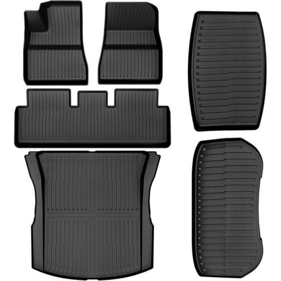 RVNI Floor Mats for 2024 2025 Tesla Model 3 Highland Full Cover Car Mats with Front Rear Cargo Mat TPE All-Weather Floor Mats Model 3 Accessories