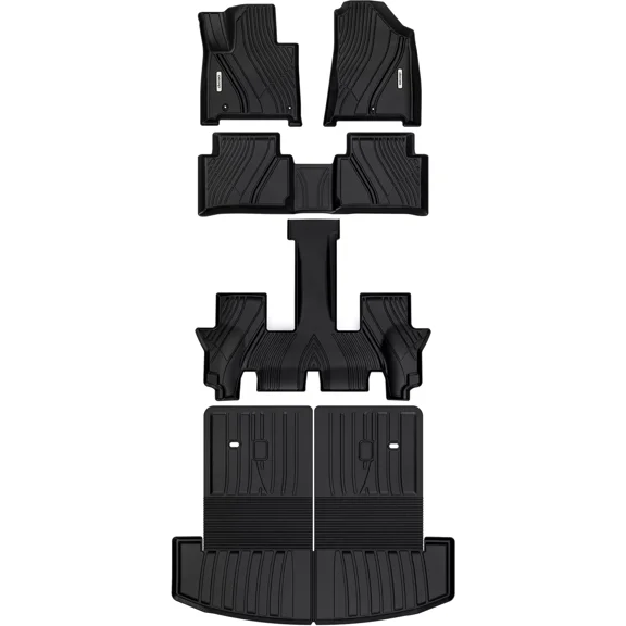 RVNI Floor Mats & Trunk Mat with Backrest for Hyundai Santa Fe 2024 2025 (Not Hybrid) 6&7 Seat TPE All Weather Floor Liner Anti-Slip Back