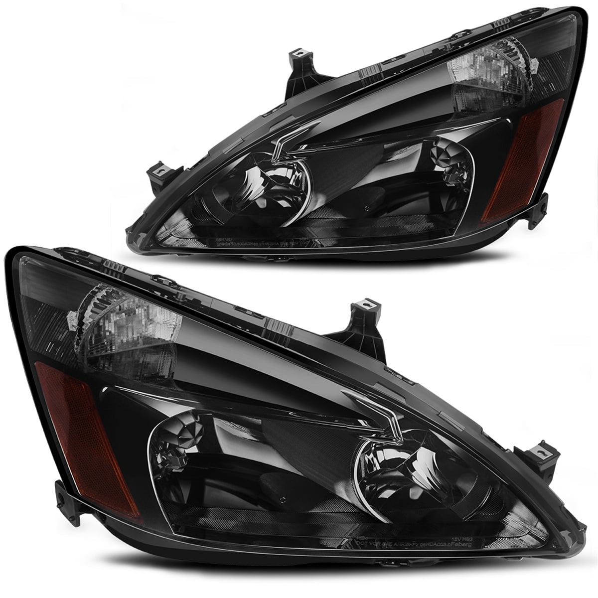 RVNI For 2003-2007 Honda Accord 2/4Dr Replacement Smoke Headlights+Amber Signal Lamps