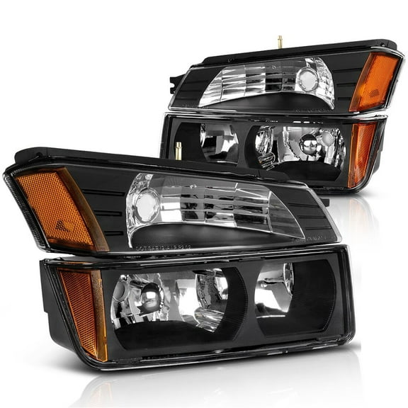 RVNI Headlight Assembly for 2002-2006 Chevy Avalanche Body Cladding Headlights + Bumper Signal Lamps