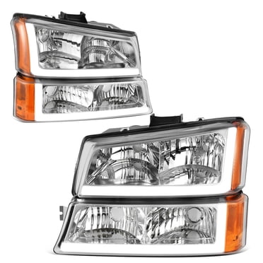 Bryght88 Smoke LED DRL Headlights For 2003-2006 Chevy Silverado & Avalanche - Bumper Lamps