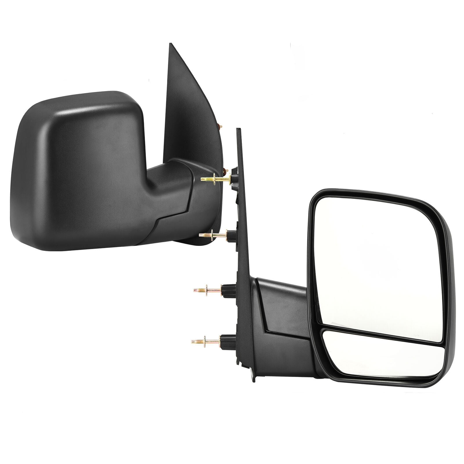Ledkingdomus Manual Flat+Convex Tow Side Mirror For 2002-2008 Ford E150 E250 E350 E450 Van Black