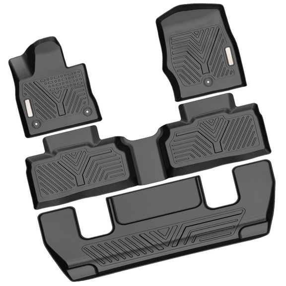 RVNI TPE Floor Mats Set Front And Rear for 2020-2023 2024 2025 Ford Explorer 6 Passenger 1st 2nd and 3rd Row 4-piece All Weather