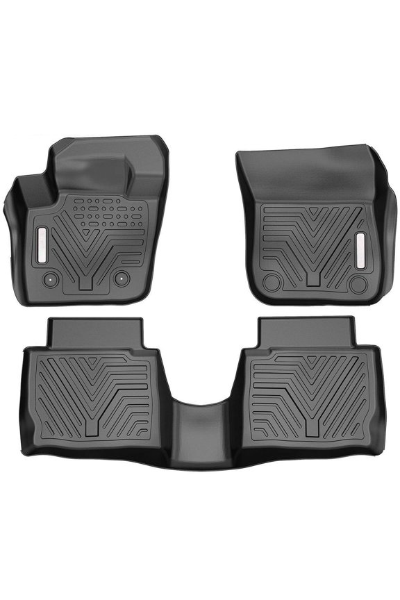 TPE Rubber Floor Mats For 2013-2016 Ford Fusion Fusion Energi & Titanium Lincoln MKZ All Weather Protection 1st & 2nd Row Black