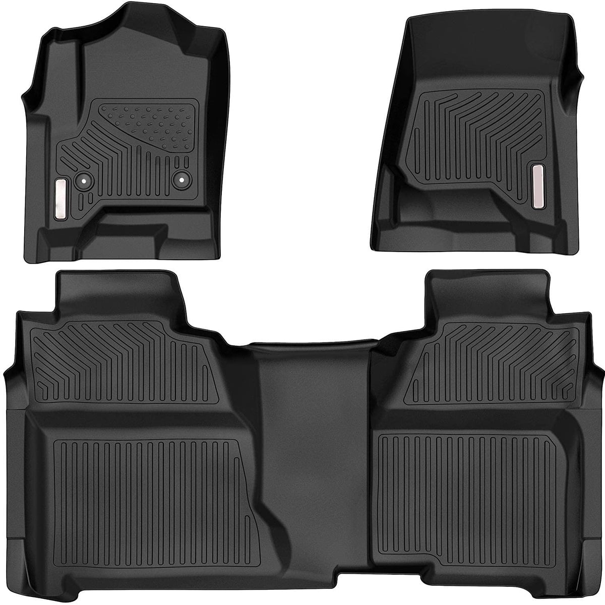 Ledkingdomus TPE Rubber Front & Rear for 2014 2015 2016 2017 2018 Chevy Silverado Crew Cab Floor Mats Set all weather