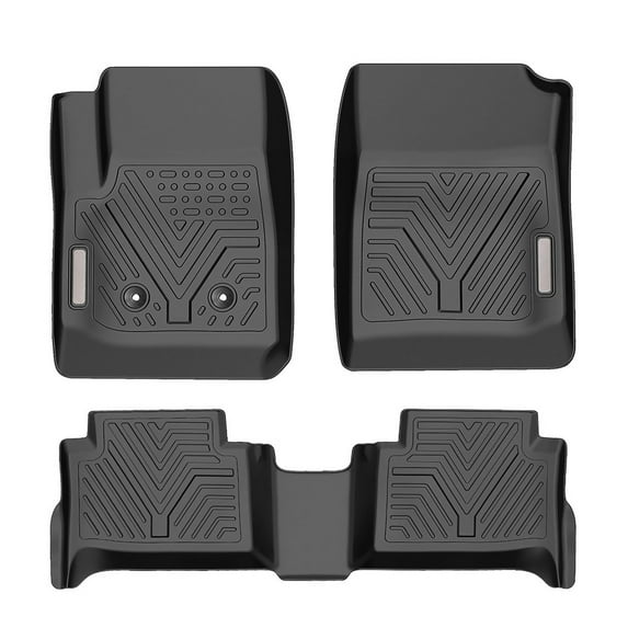 RVNI TPE Rubber Front and Rear 3-Piece for 2015-2022 Chevrolet Colorado/GMC Canyon Crew Cab Floor Mats Set All-Weather Protection
