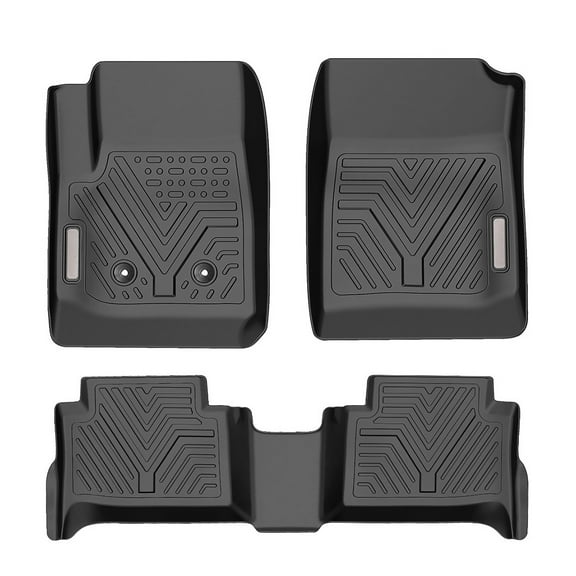 RVNI TPE Rubber Front and Rear 3-Piece for 2015-2022 Chevrolet Colorado/GMC Canyon Crew Cab Floor Mats Set All-Weather Protection