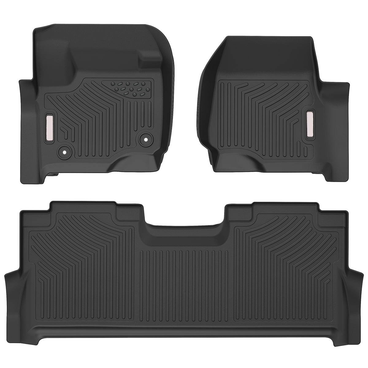 Ledkingdomus TPE Rubber Front and Rear 3-Piece for 2017-2022 2023 2024 2025 Ford F-250/350/450/550 Super Duty Crew Cab Floor Mats Set ll-Weather Protection