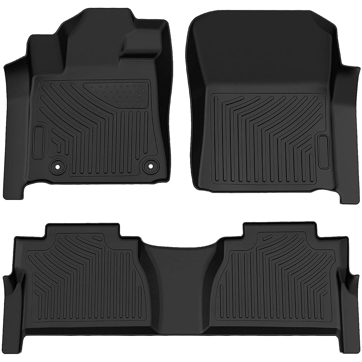 RVNI TPE Rubber Front and Rear 3 Pieces for Toyota Tundra 2014-2021 Double / CrewMax Cab Floor Mats Set, All-Weather Protection