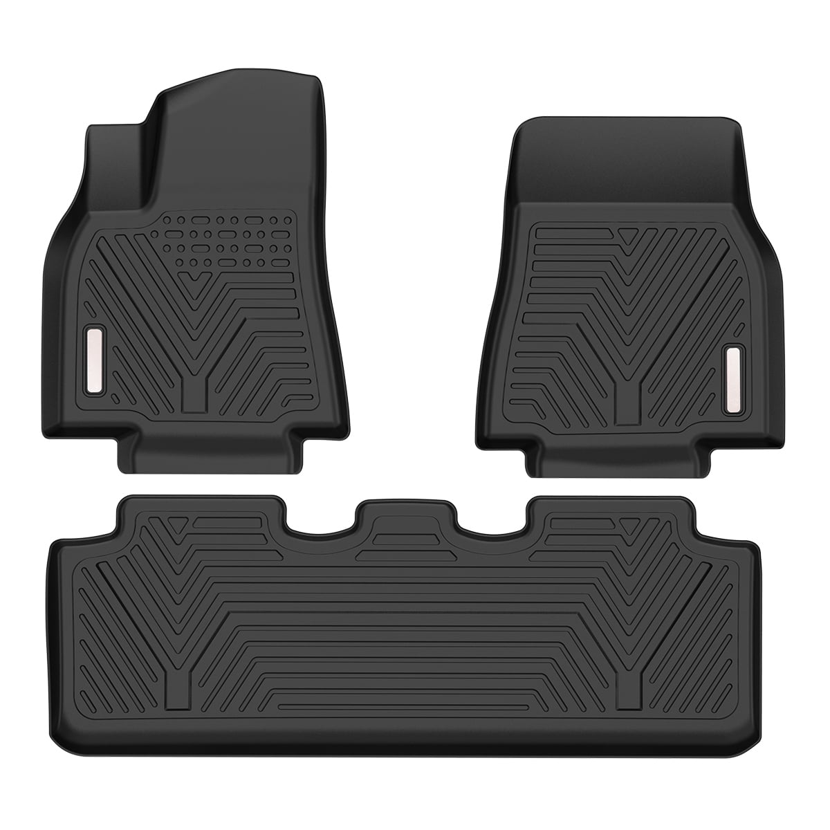 RVNI TPE Rubber Front and Rear 3 pcs for 2020 2021 2023 Tesla Model Y Floor Mats,1st & 2nd Row All-Weather Protection
