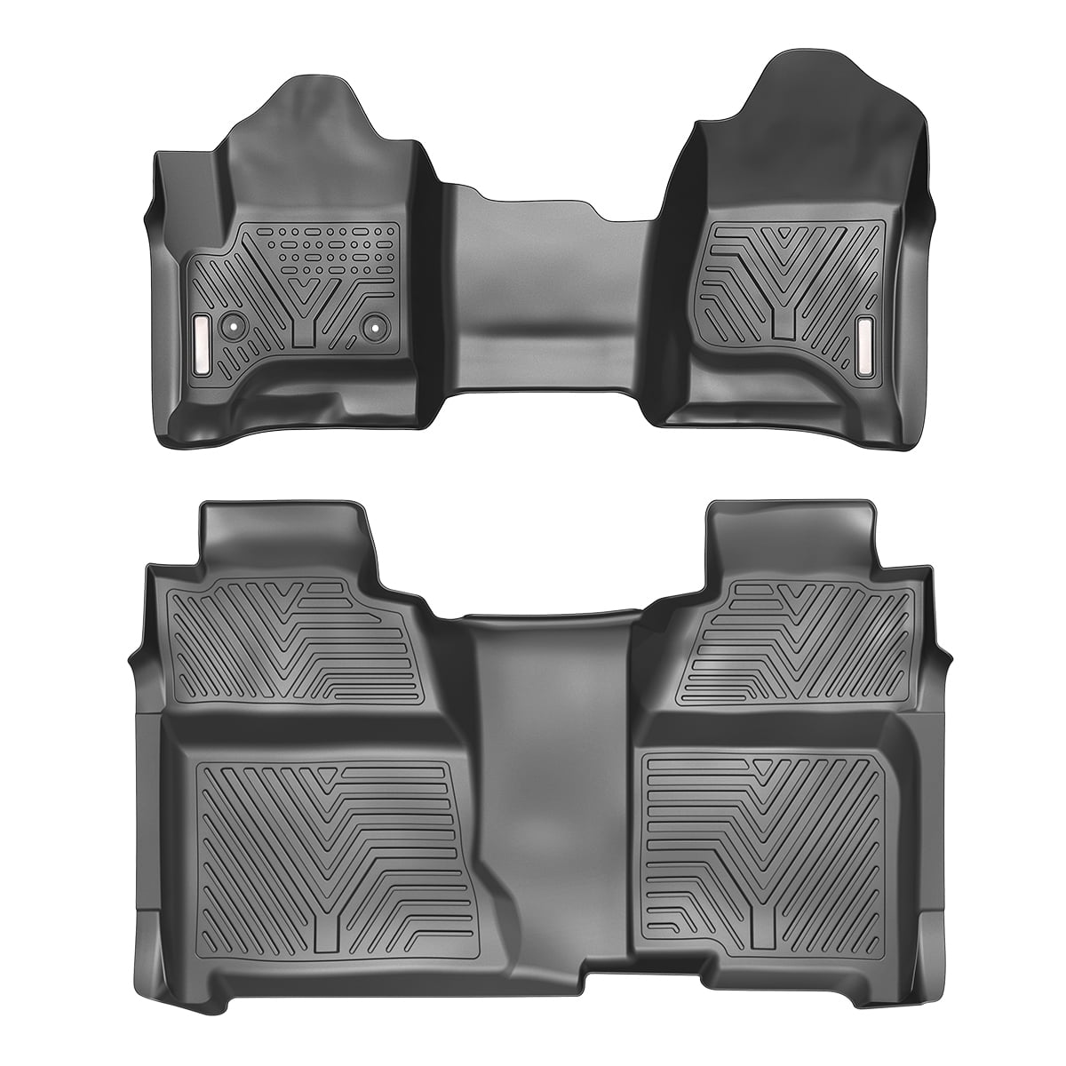 Ledkingdomus TPE Rubber Front and Rear for 2014 - 2019 Silverado/Sierra 1500 Crew Cab Floor Mats Set All-Weather Protection
