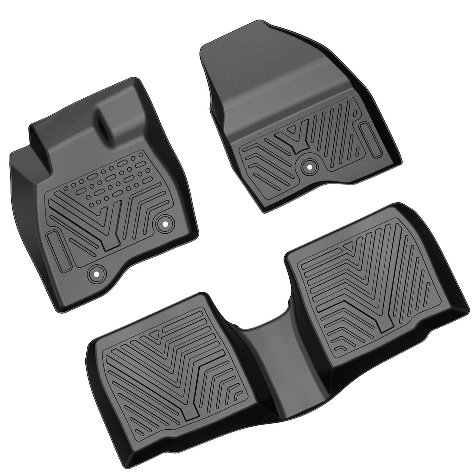 RVNI TPE Rubber Front and Rear for 2015-2019 Ford Explorer Floor Mats Set Black All-Weather Protection
