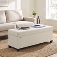 thumbnail image 1 of Ledrem Luxury Folding Storage Ottoman Bench with Footrest, Cream White, 43" Large, 1 of 6