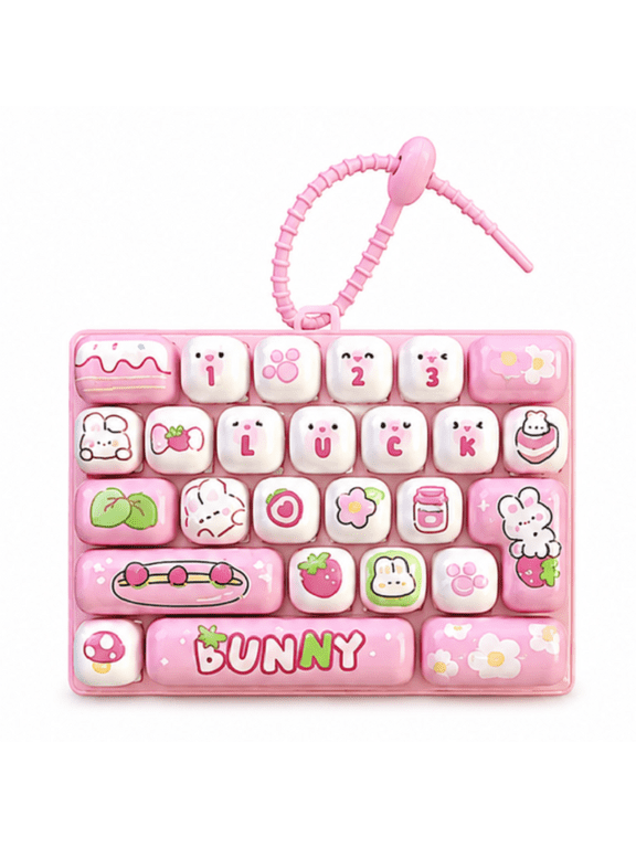 26 Key Keyboard Toy Keyboard Keychain Clicky Creamy & Silent Stress Gift Quiet Toys For Adults Focus & Calm Anxiety At Work Travel, B