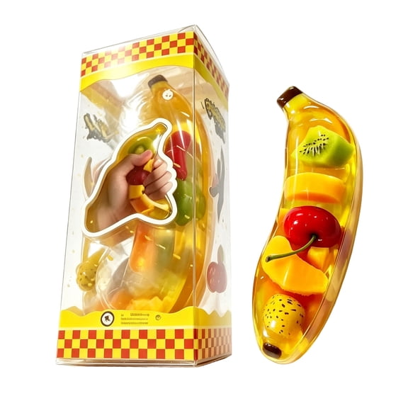 Ledyu Banana Transparent Toy With Mixed Inclusions Clear Transparent Banana Toy With Mixed Inclusions, Rose Gold