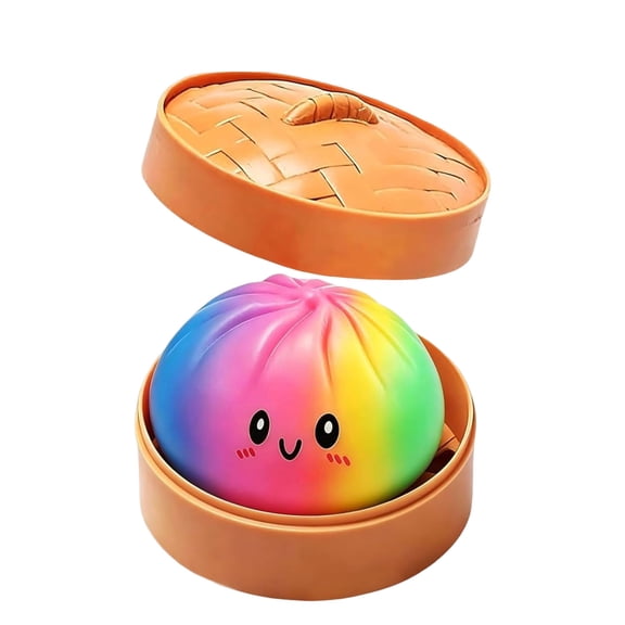 Ledyu Giant Dumpling With Steamer Extra Large Big Dumpling Stress Cute Soft Sensory Anxiety Adult Tool (Colorful, White