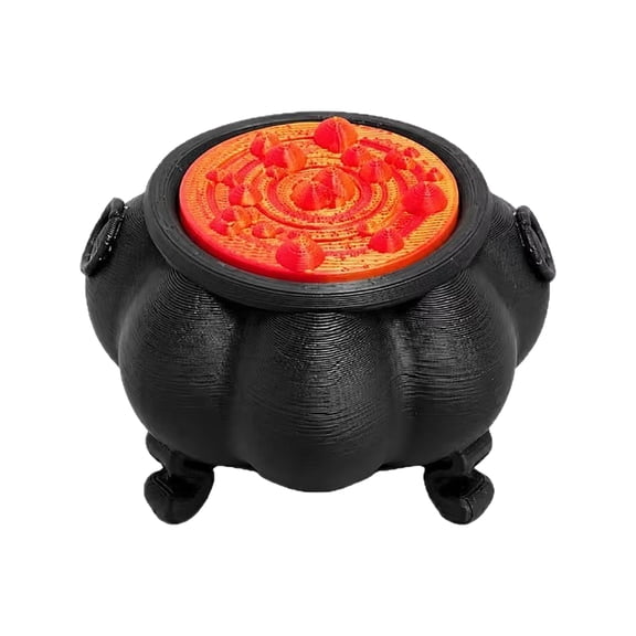 Ledyu Halloween Cauldron Desk Decor 3D Printed Witch Cauldron Decorations With Colorful Tops Mini Gothic Tabletop Ornament For Shelf Tiered Tray, B