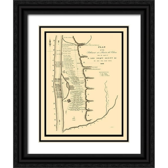 Lee 12x14 Black Ornate Wood Framed with Double Matting Museum Art Print Titled - Prairie Du Chien Wisconsin Landowner - Lee 1820