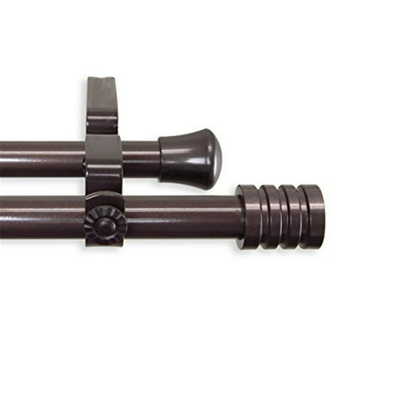 Lee 13/16" Double Curtain Rod-Color:Cocoa,Size:120-170"