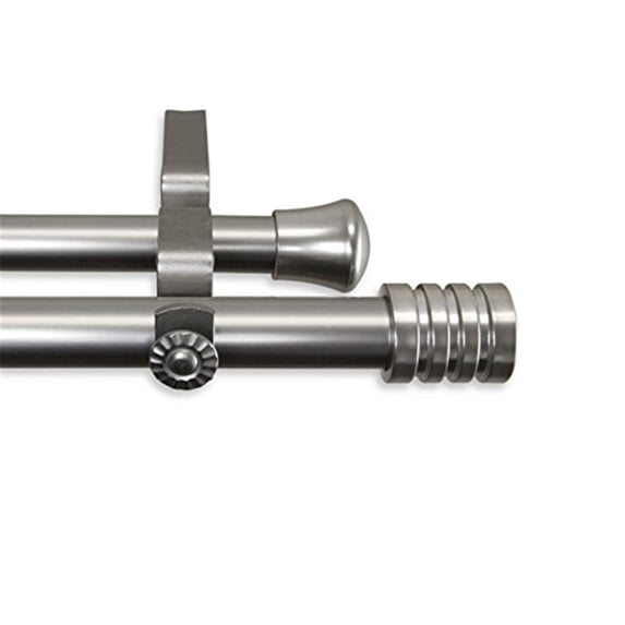 Lee 13/16" Double Curtain Rod-Color:Satin Nickel,Size:28-48"