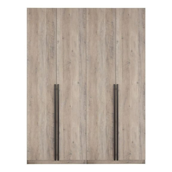 Lee 2-Piece Module Wardrobe 1.0 & 2.0 Closet from Engineered Wood - Rustic Gray