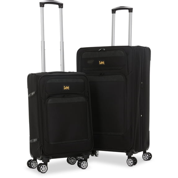 Lee 21/28 in Unisex 2-Piece Luggage Set, Black