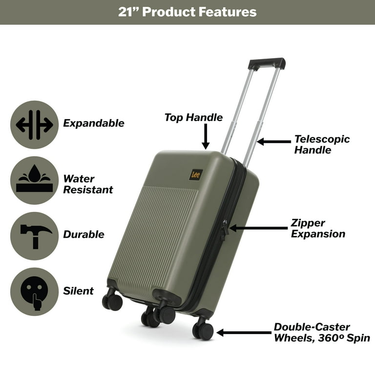 Lee 21 in Unisex Carry-On Luggage, Olive - Walmart.com