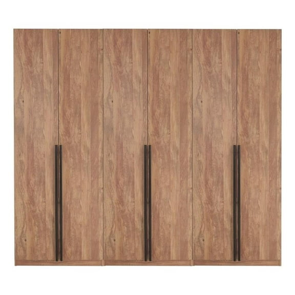 Lee 3-Piece Module Wardrobe Closet from Engineered Wood in Golden Brown